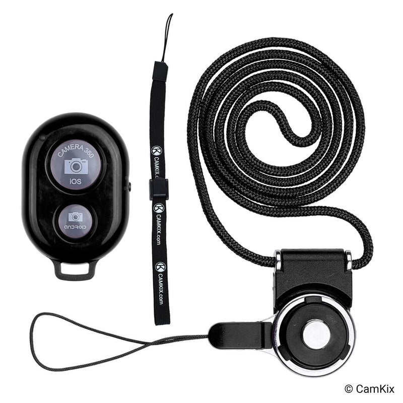 CamKix Camera Shutter Remote Control With BluetoothÂ® Wireless Technology, Black - Wrist Strap + Lanyard (Detachable Ring Mount) - Capture Pictures/Video Wirelessly up to 30 ft (10 m) on iPhone/Android - Image 3